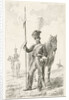Soldier with a spear beside his horse by Johannes Mock