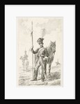 Soldier with a spear beside his horse by Johannes Mock