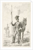 Soldier with a spear beside his horse by Johannes Mock