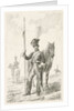 Soldier with a spear beside his horse by Johannes Mock