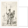 Soldier with a spear beside his horse by Johannes Mock