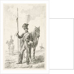 Soldier with a spear beside his horse by Johannes Mock