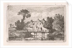 Angler on a bridge at a farm by Jan Gerard Smits