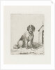 Sitting dog chained to a doghouse by Christiaan Wilhelmus Moorrees