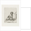 Sitting dog chained to a doghouse by Christiaan Wilhelmus Moorrees