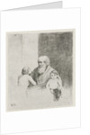 Old man with two kids and a dog by Christiaan Wilhelmus Moorrees