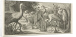 Storks and ducks at a pond by Jan van Londerseel