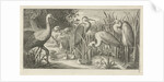 Storks and ducks at a pond by Jan van Londerseel