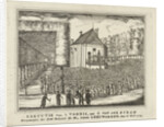 Execution of Cornelis van der Burg, Mayor of Bolsward, Leeuwarden on 16 May 1789, for the scaffold, a large mass of spectators by Rienk Jelgerhuis