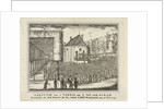 Execution of Cornelis van der Burg, Mayor of Bolsward, Leeuwarden on 16 May 1789, for the scaffold, a large mass of spectators by Rienk Jelgerhuis