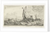 Two ferries and a rowing boat on a rough sea by Anonymous