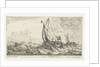 Two ferries and a rowing boat on a rough sea by Anonymous