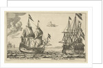 The ships De Parel and De Dubbele Arend by Reinier Nooms