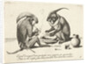 Two monkeys smoking a pipe by Anonymous