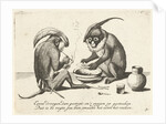 Two monkeys smoking a pipe by Anonymous