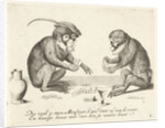 Two monkeys cards by Anonymous