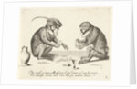 Two monkeys cards by Anonymous