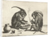 Two monkeys smoking pipe by Anonymous