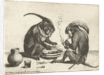Two monkeys smoking pipe by Anonymous