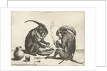 Two monkeys smoking pipe by Anonymous