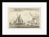 Beach and sea with several boats by Gerrit Groenewegen