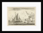 Beach and sea with several boats by Gerrit Groenewegen