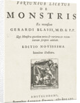 Title page for Fortunius Licetus, The Monstris, Amsterdam 1665 by Andreas Frisius