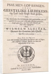 Title page for: Willem Sluiter, Psalms, Psalmen, lof-sangen, ende geestelike liedekens by Anonymous