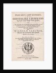Title page for: Willem Sluiter, Psalms, Psalmen, lof-sangen, ende geestelike liedekens by Anonymous