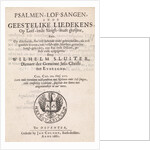 Title page for: Willem Sluiter, Psalms, Psalmen, lof-sangen, ende geestelike liedekens by Anonymous