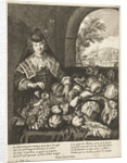 September represented as woman at table laden with fruits and vegetables by Joachim von Sandrart