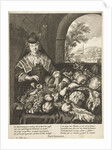 September represented as woman at table laden with fruits and vegetables by Joachim von Sandrart