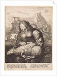 June: A shepherd shears a sheep by Joachim von Sandrart