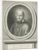 Portrait of St. Francis de Sales, a halo behind his head, he was bishop of Geneva and Annecy, on the pedestal a Bible quote by Nicolas Pitau I
