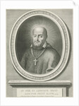 Portrait of St. Francis de Sales, a halo behind his head, he was bishop of Geneva and Annecy, on the pedestal a Bible quote by Nicolas Pitau I