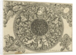 Edge of circular plate with leaf tendrils, masks and putti, Anthonie de Winter by C. de Moelder