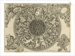 Edge of circular plate with leaf tendrils, masks and putti, Anthonie de Winter by C. de Moelder