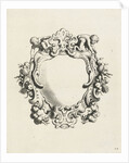 Cartouche with lobe ornament with two children by Clement de Jonghe