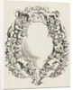 Cartouche with lobe ornament with four children and two angels by Clement de Jonghe