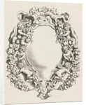 Cartouche with lobe ornament with four children and two angels by Clement de Jonghe