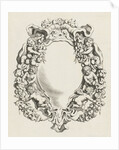Cartouche with lobe ornament with four children and two angels by Clement de Jonghe
