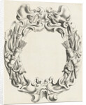 Cartouche with lobe ornament with hunting trophies by Clement de Jonghe