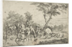 Farmers stabbing a creek with their flock by H. Pielmans