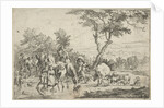 Farmers stabbing a creek with their flock by H. Pielmans