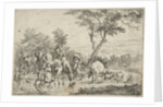 Farmers stabbing a creek with their flock by H. Pielmans