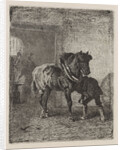 Horse gets horseshoes in a forge by Cornelis Albertus Johannes Schermer