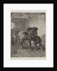 Horse gets horseshoes in a forge by Cornelis Albertus Johannes Schermer