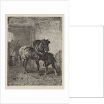 Horse gets horseshoes in a forge by Cornelis Albertus Johannes Schermer