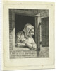 Woman leaning on arms in window opening by Cornelis van Cuylenburgh II