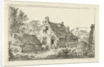 Farm with standing man and woman sitting by Hermanus Fock